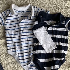 Garanimal boy striped onesie blue and white 6-9 12